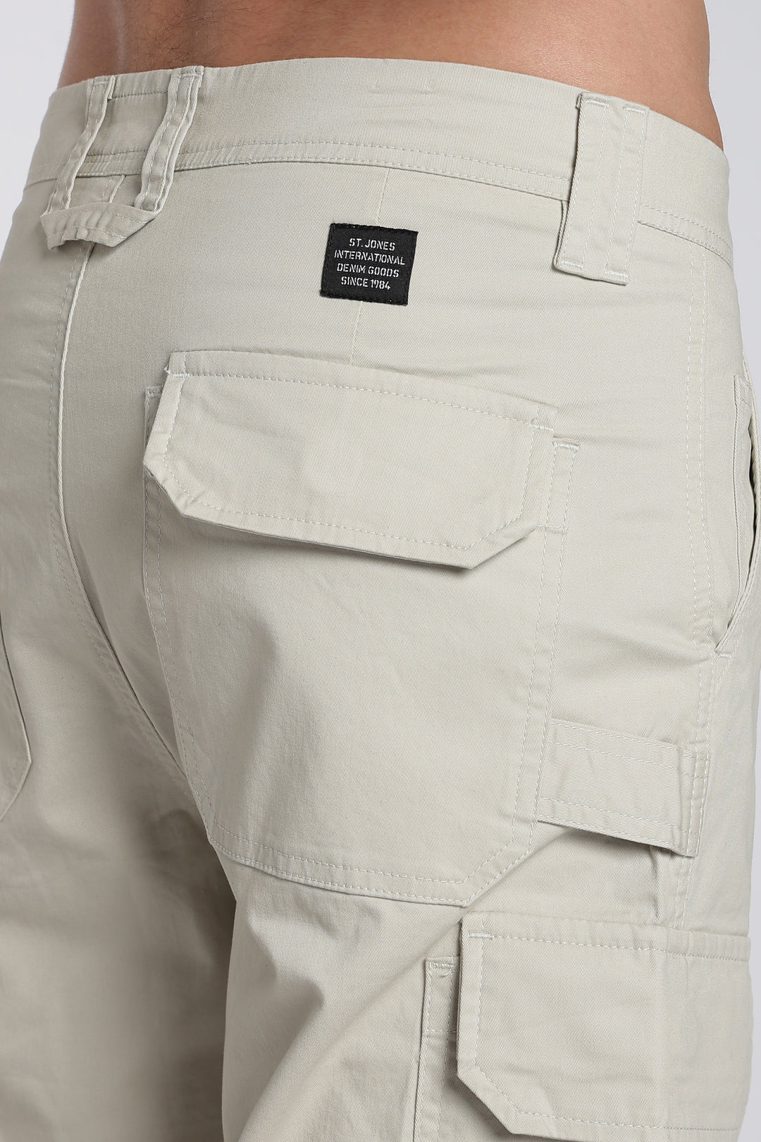 Men's Cream Cargo Pants Relaxed Fit