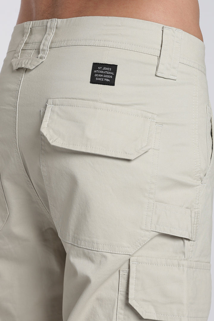 Men's Cream Cargo Pants Relaxed Fit