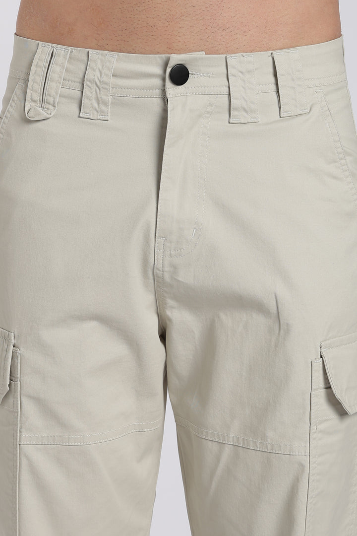 Men's Cream Cargo Pants Relaxed Fit