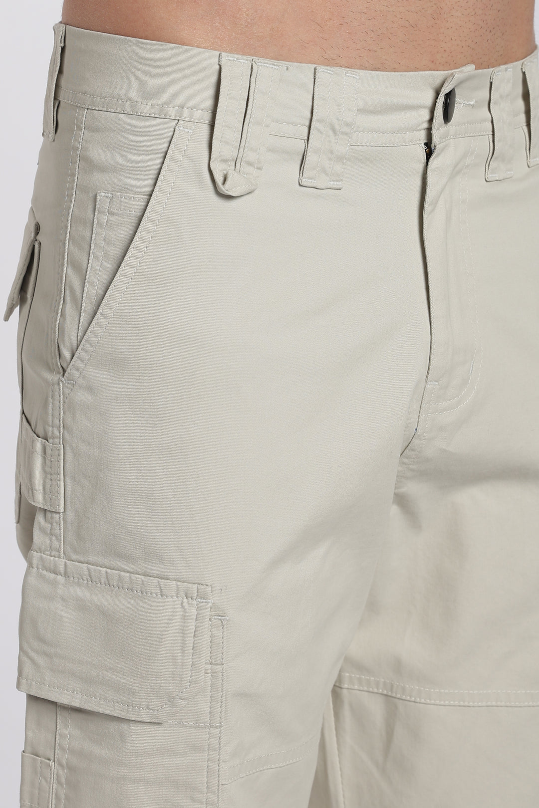 Men's Cream Cargo Pants Relaxed Fit