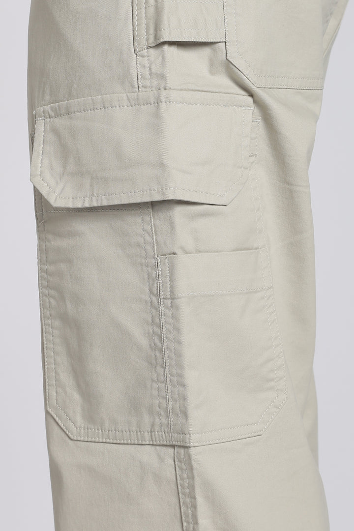 Men's Cream Cargo Pants Relaxed Fit
