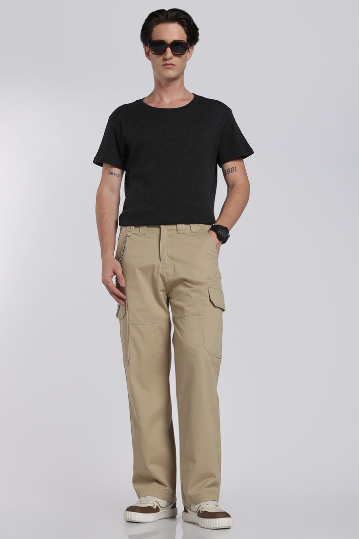 Men's Beige Cargo Pants Relaxed Fit