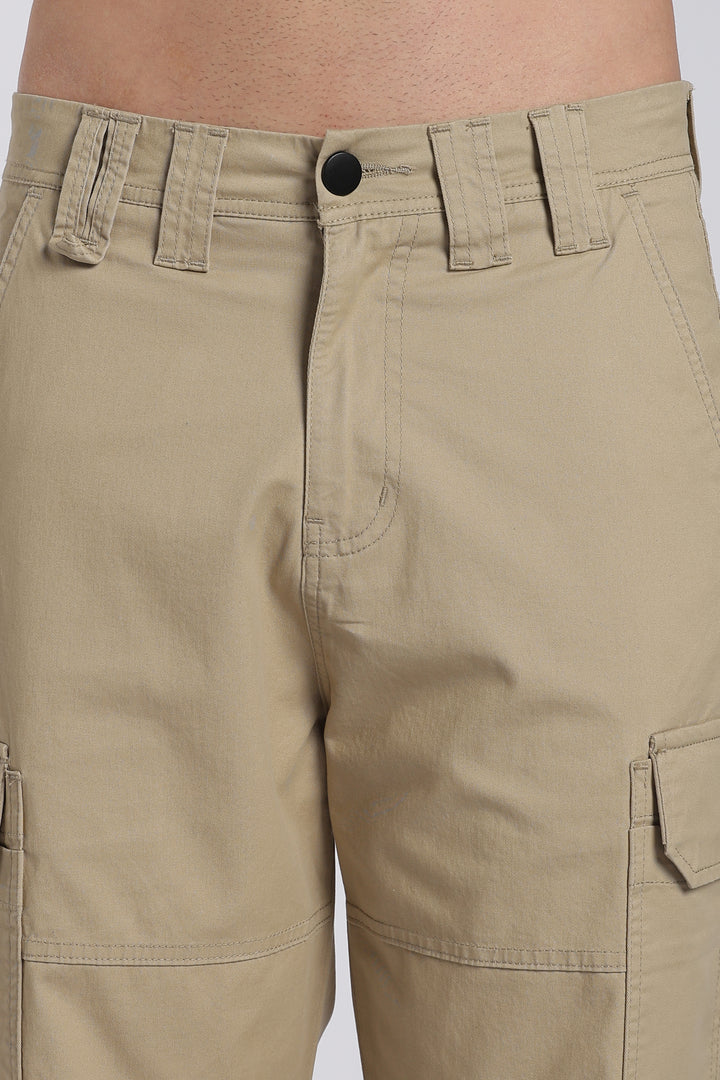 Men's Beige Cargo Pants Relaxed Fit