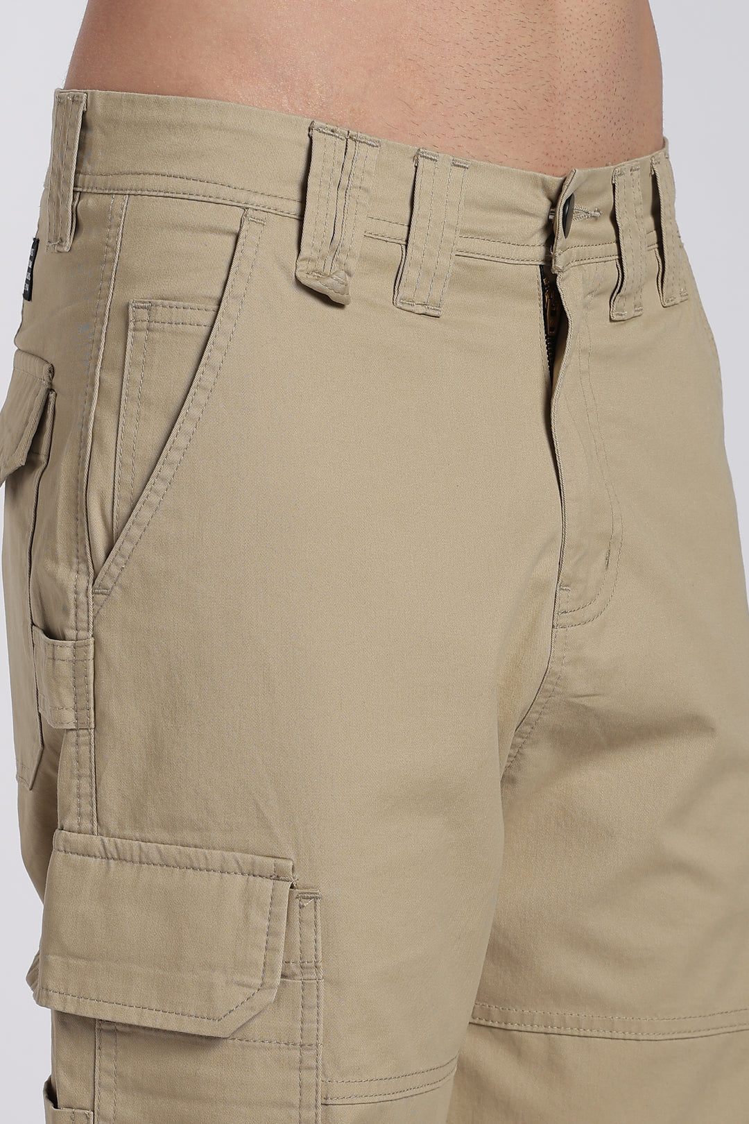 Men's Beige Cargo Pants Relaxed Fit