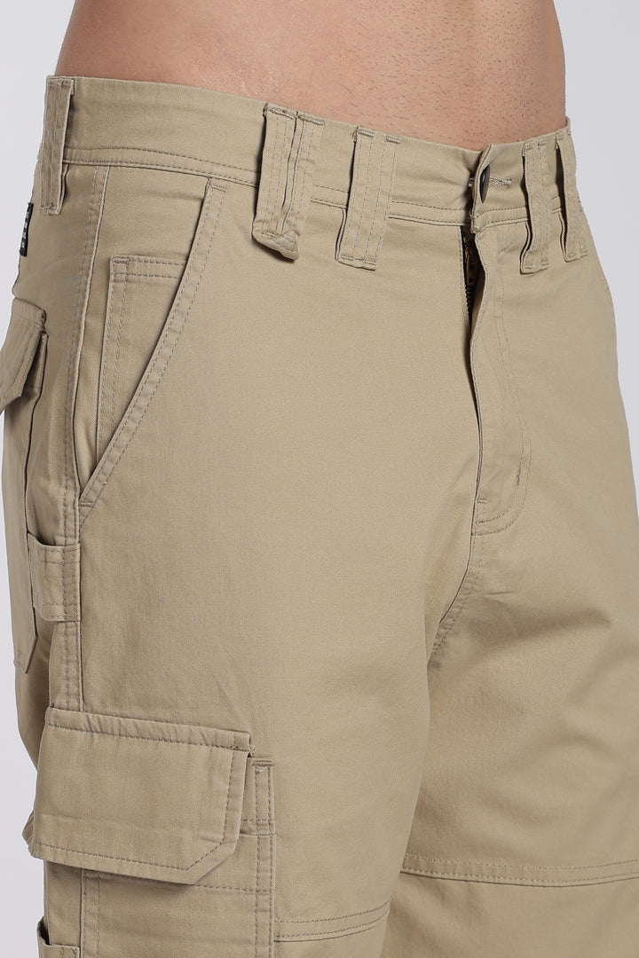 Men's Beige Cargo Pants Relaxed Fit