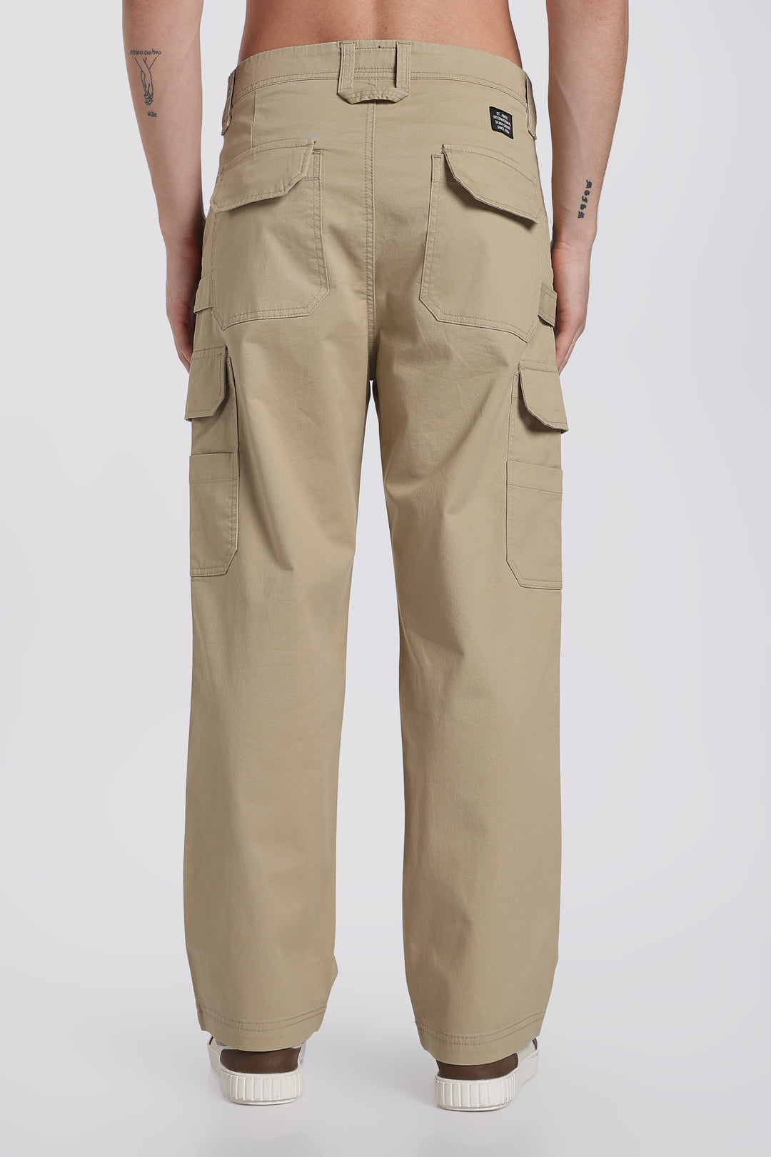Men's Beige Cargo Pants Relaxed Fit
