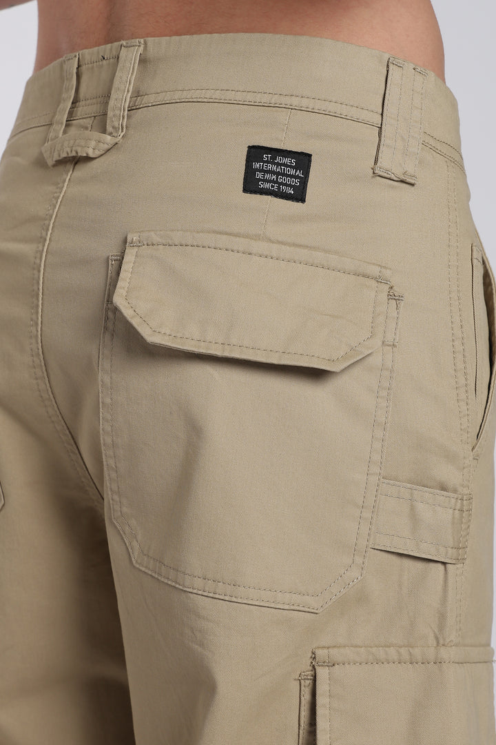 Men's Beige Cargo Pants Relaxed Fit