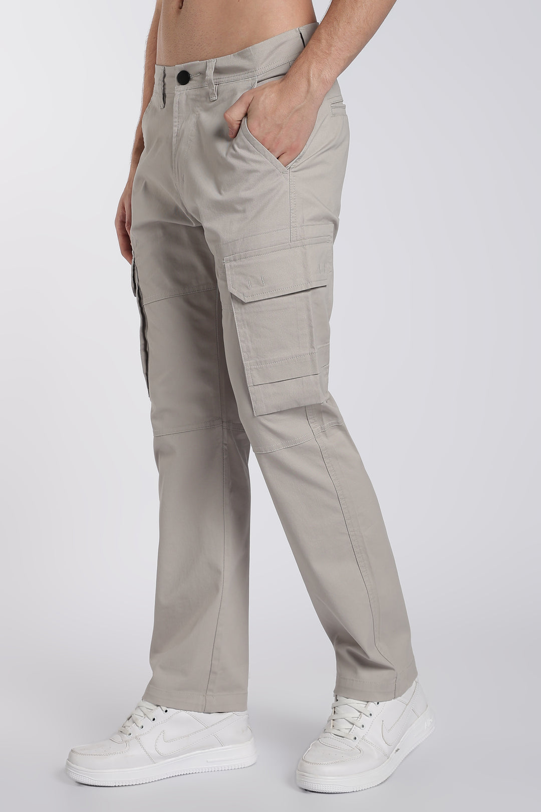 Men's Grey Casual Cargo Pant