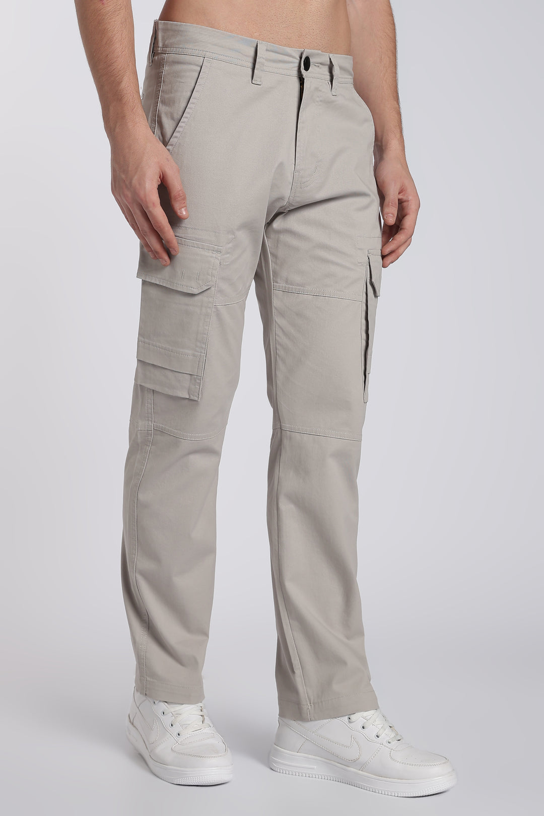 Men's Grey Casual Cargo Pant