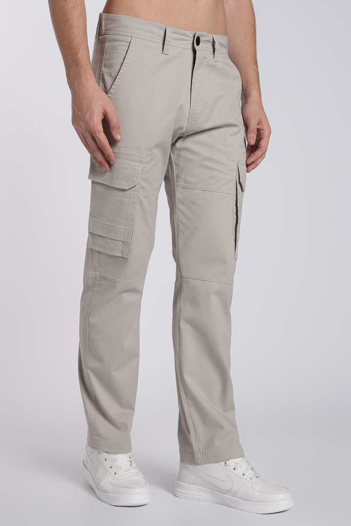 Men's Grey Casual Cargo Pant