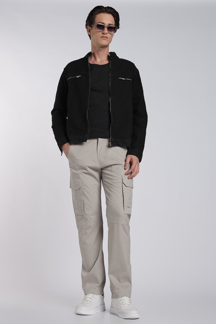 Men's Grey Casual Cargo Pant
