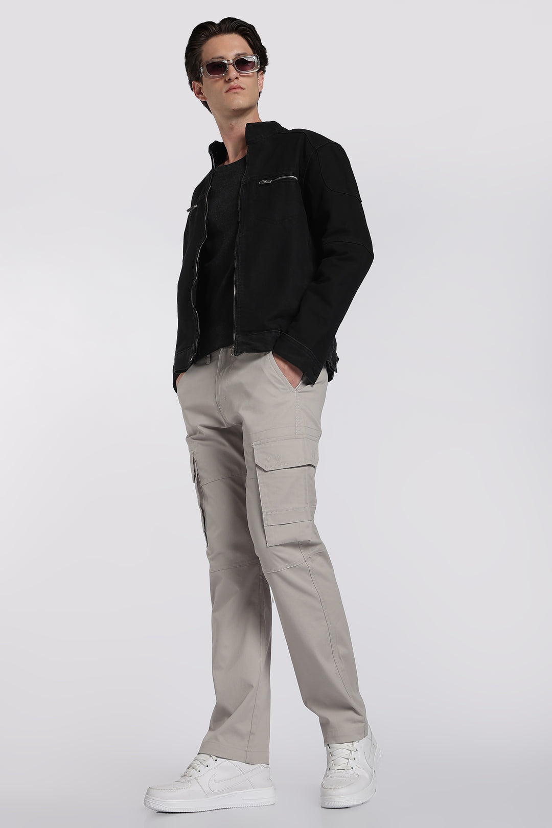 Men's Grey Casual Cargo Pant