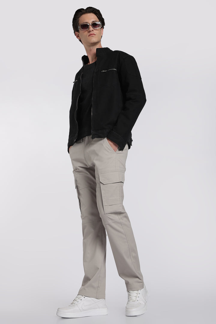 Men's Grey Casual Cargo Pant