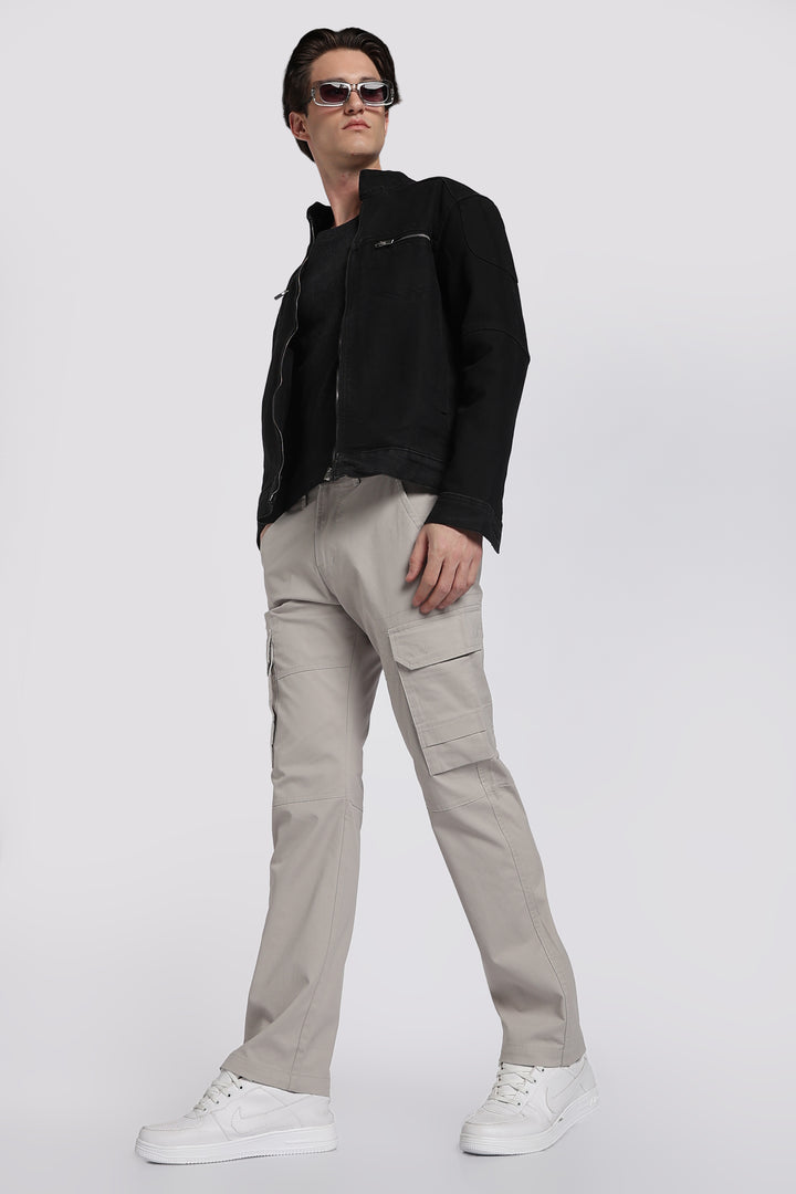 Men's Grey Casual Cargo Pant