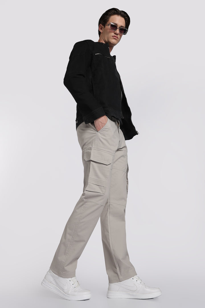 Men's Grey Casual Cargo Pant
