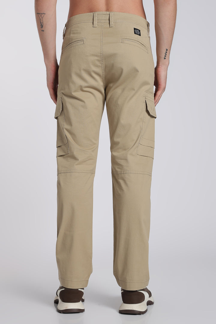 Men's Beige Casual Cargo Pant