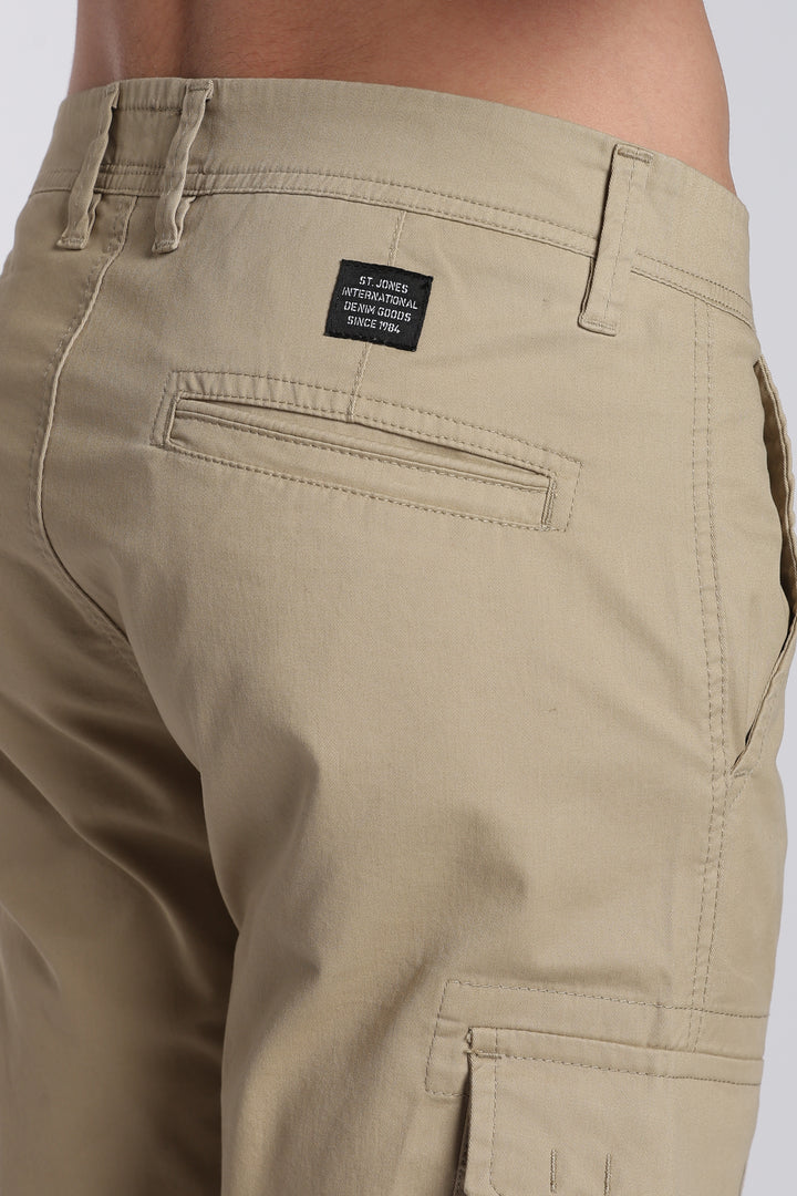 Men's Beige Casual Cargo Pant