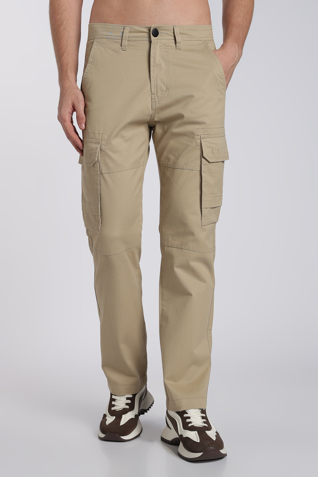 Men's Beige Casual Cargo Pant