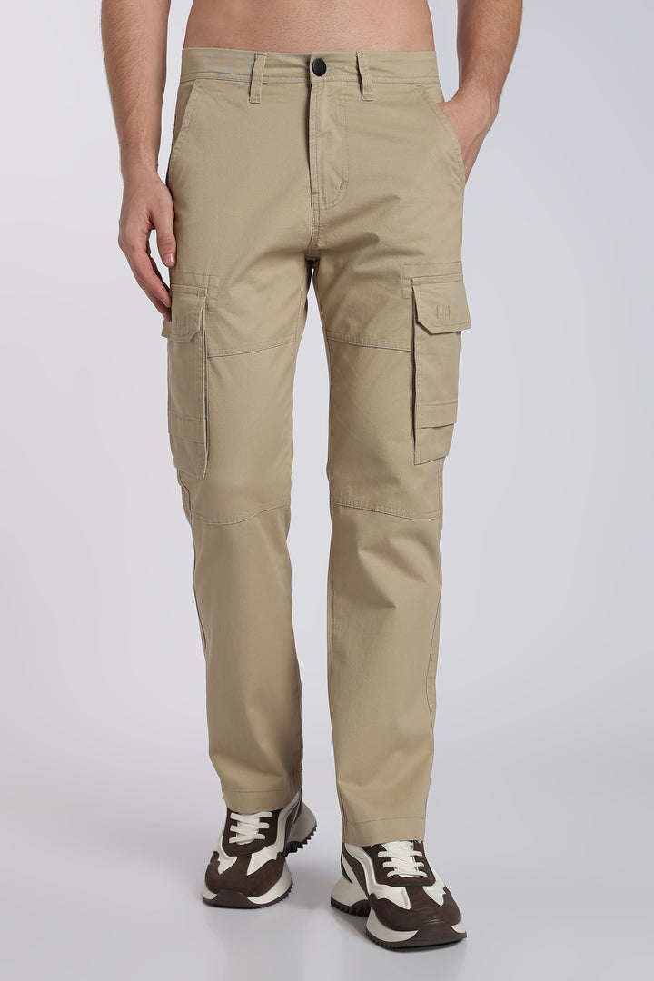 Men's Beige Casual Cargo Pant