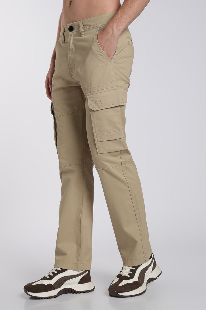 Men's Beige Casual Cargo Pant