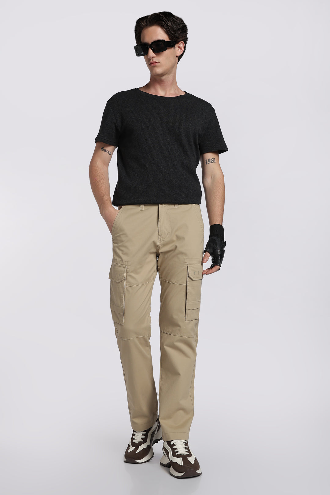 Men's Beige Casual Cargo Pant