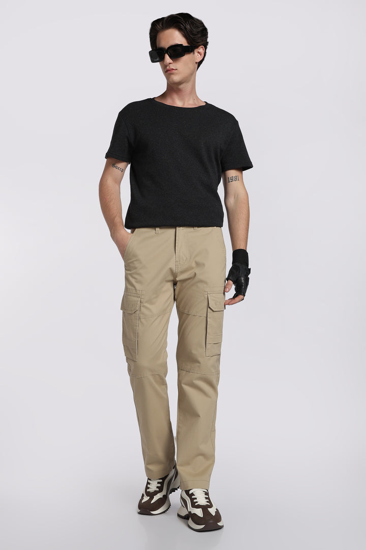 Men's Beige Casual Cargo Pant