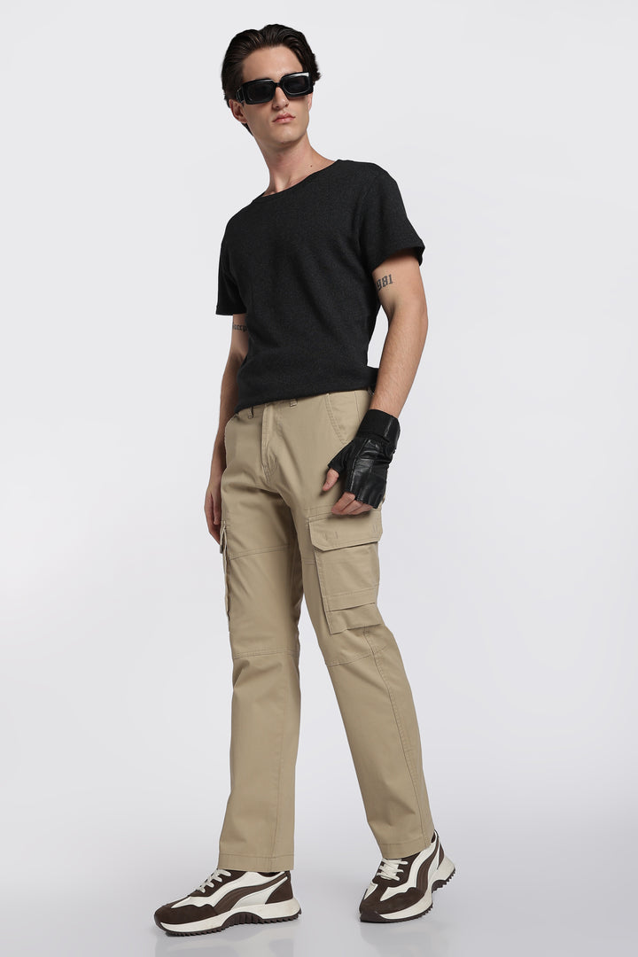 Men's Beige Casual Cargo Pant