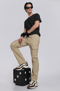 Men's Beige Casual Cargo Pant