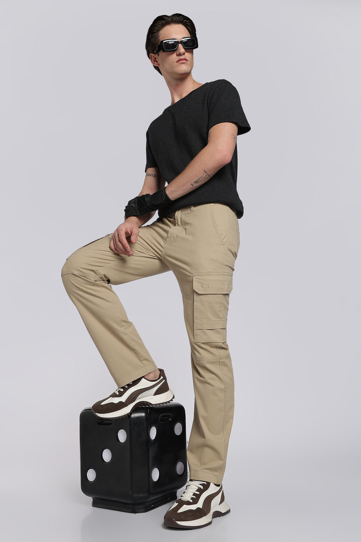Men's Beige Casual Cargo Pant