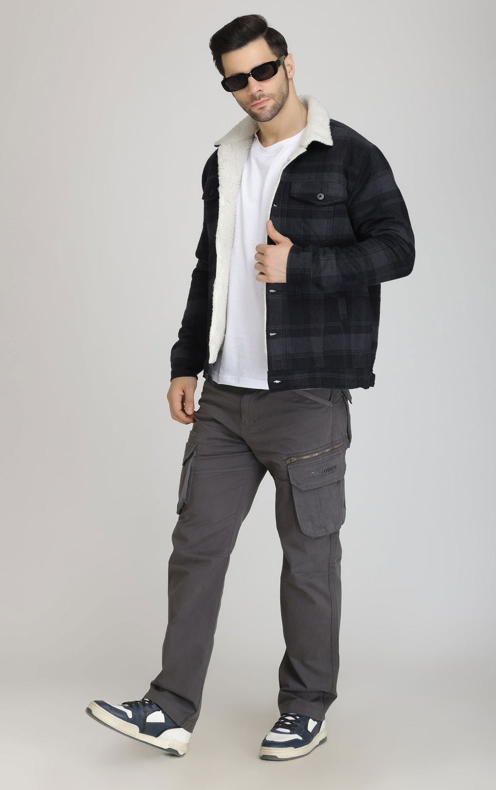 BLACK-GREY FUR Woolen shacket - St.Jones