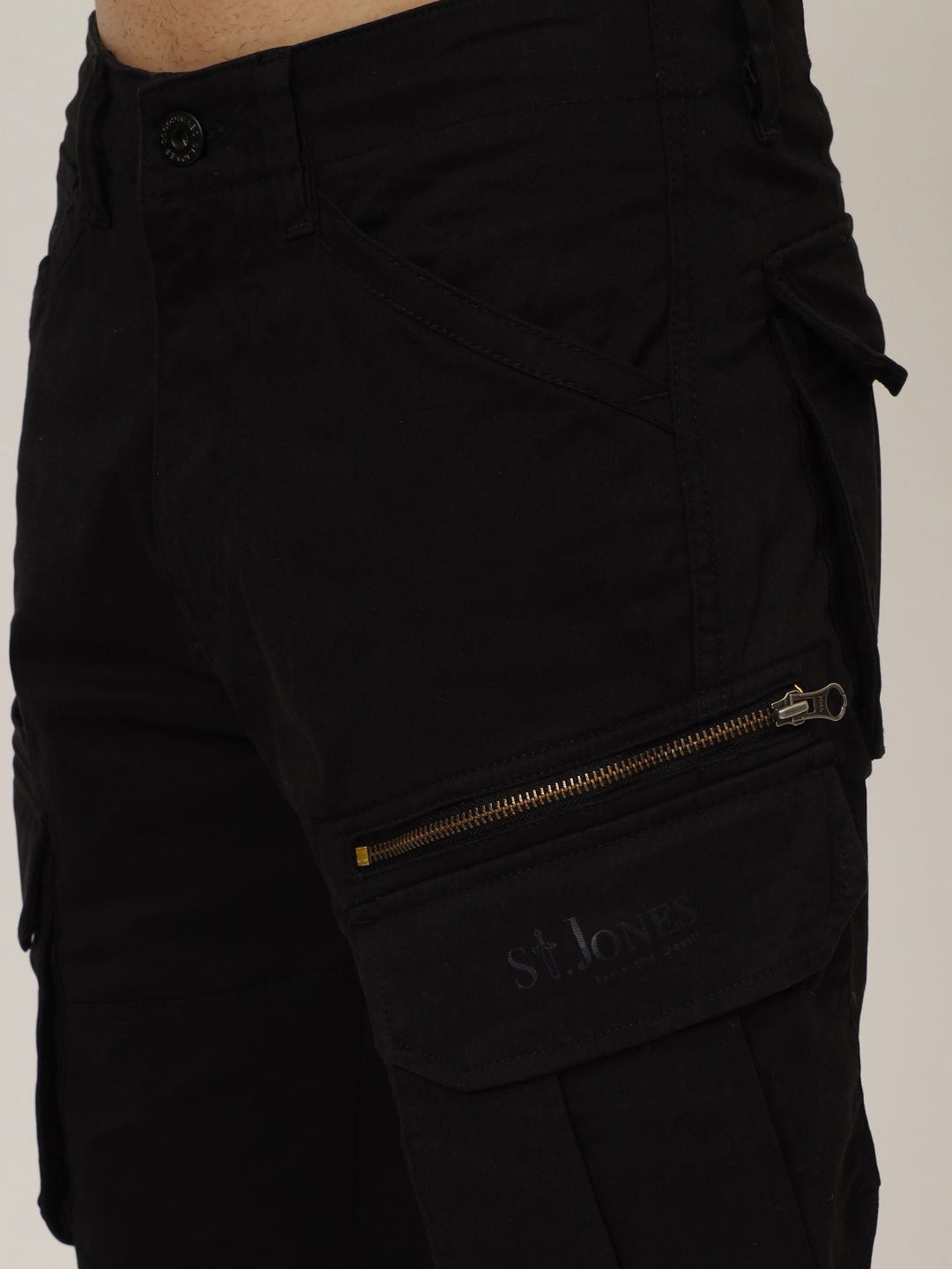 BLACK COTTON CARGO 8-POCKETS - St.Jones