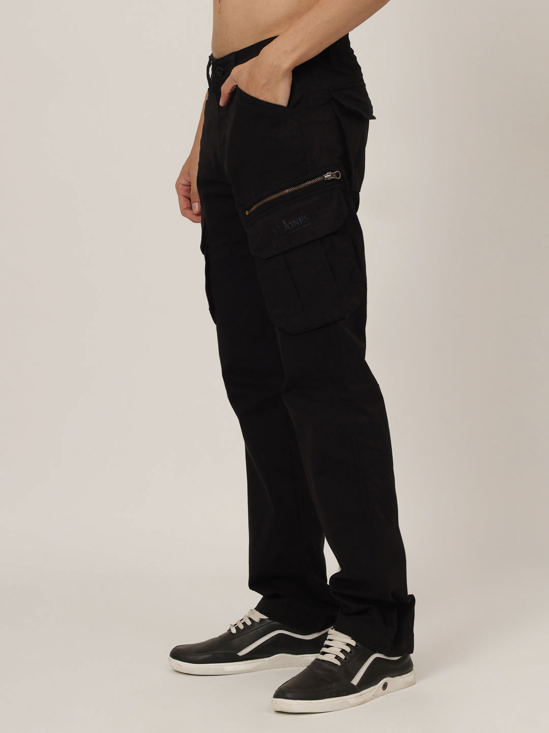 BLACK COTTON CARGO 8-POCKETS - St.Jones