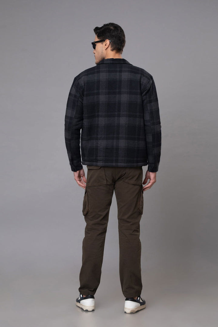 BLACK GREY CHECKS JACKET - St.Jones