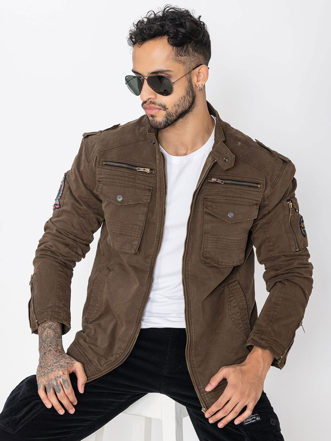 BROWN UTILITY JACKET - St.Jones