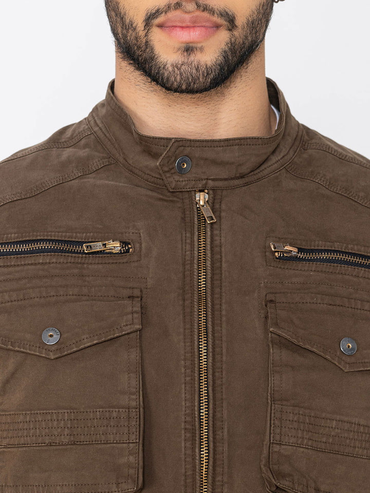 BROWN UTILITY JACKET - St.Jones