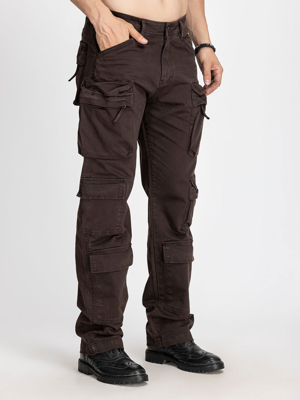 Baggy Utility Pants-10 pockets Brown - St.Jones