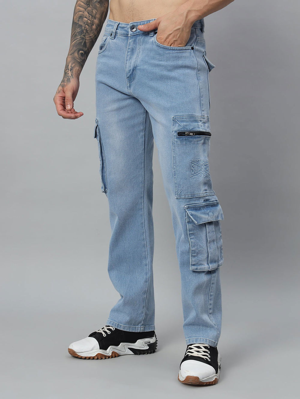 Baggy utility ice wash jeans - St.Jones