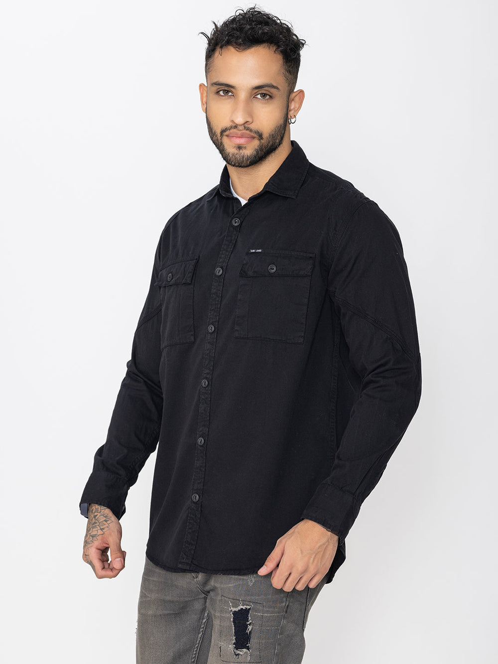 Black utility shirt double pockets - St.Jones