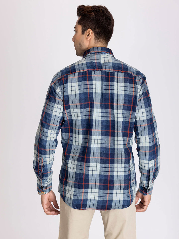 Blast wash shirt slub indigo. - St.Jones