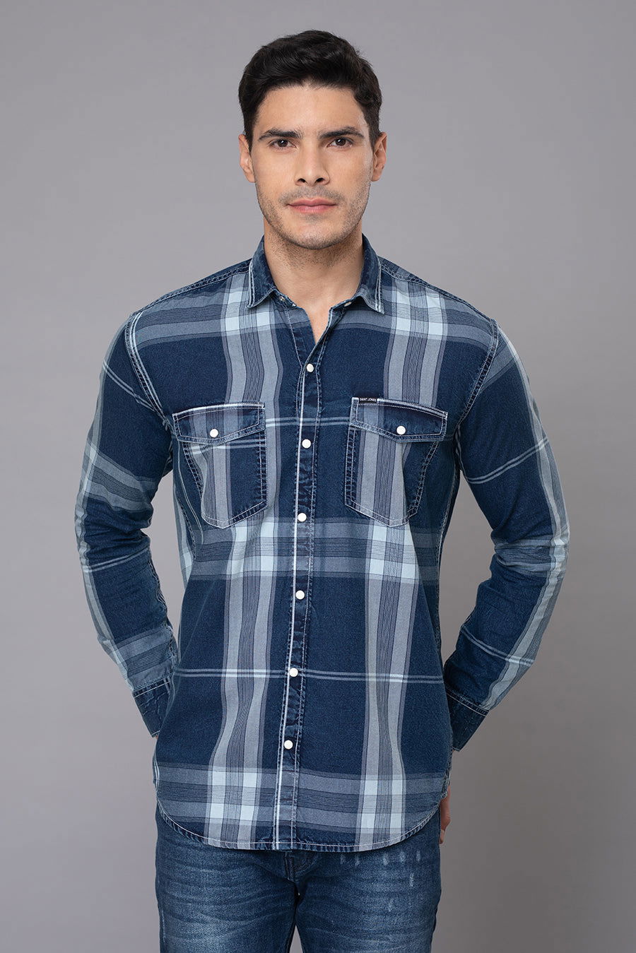 Blue Indigo Checked Shirt - St.Jones