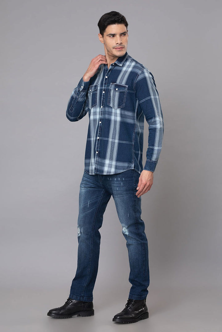 Blue Indigo Checked Shirt - St.Jones