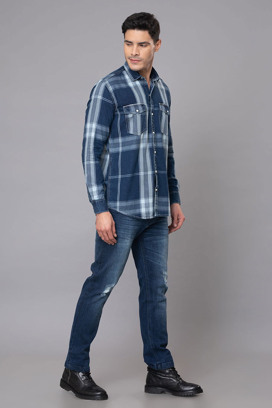 Blue Indigo Checked Shirt - St.Jones