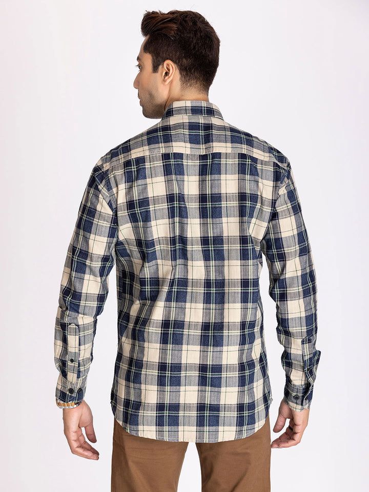 Blue cream plaid shirt. - St.Jones