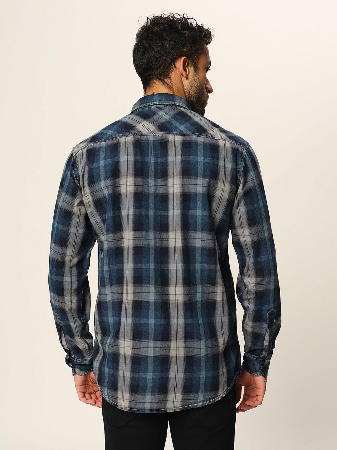 Blue grey Indigo Checked Shirt - St.Jones