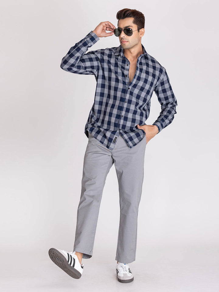 Blue grey indigo check shirts - St.Jones