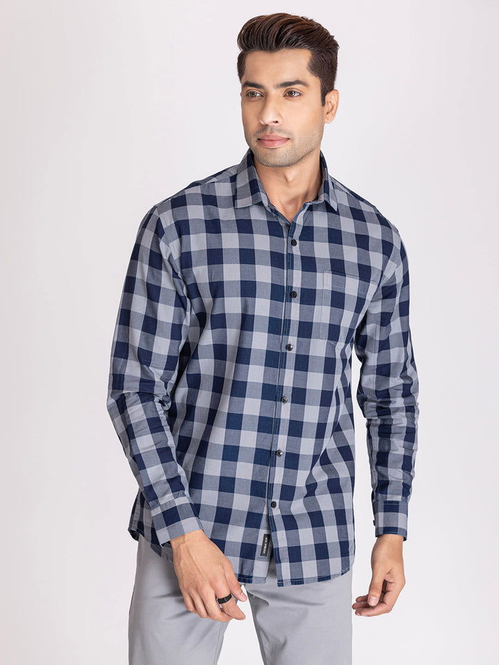 Blue grey indigo check shirts - St.Jones