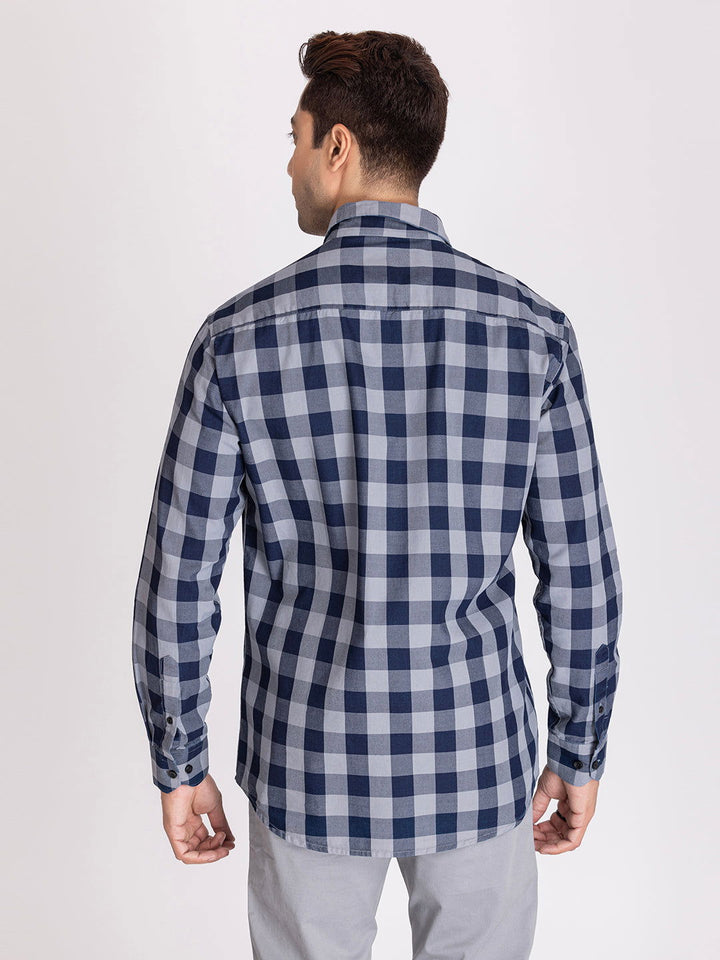 Blue grey indigo check shirts - St.Jones