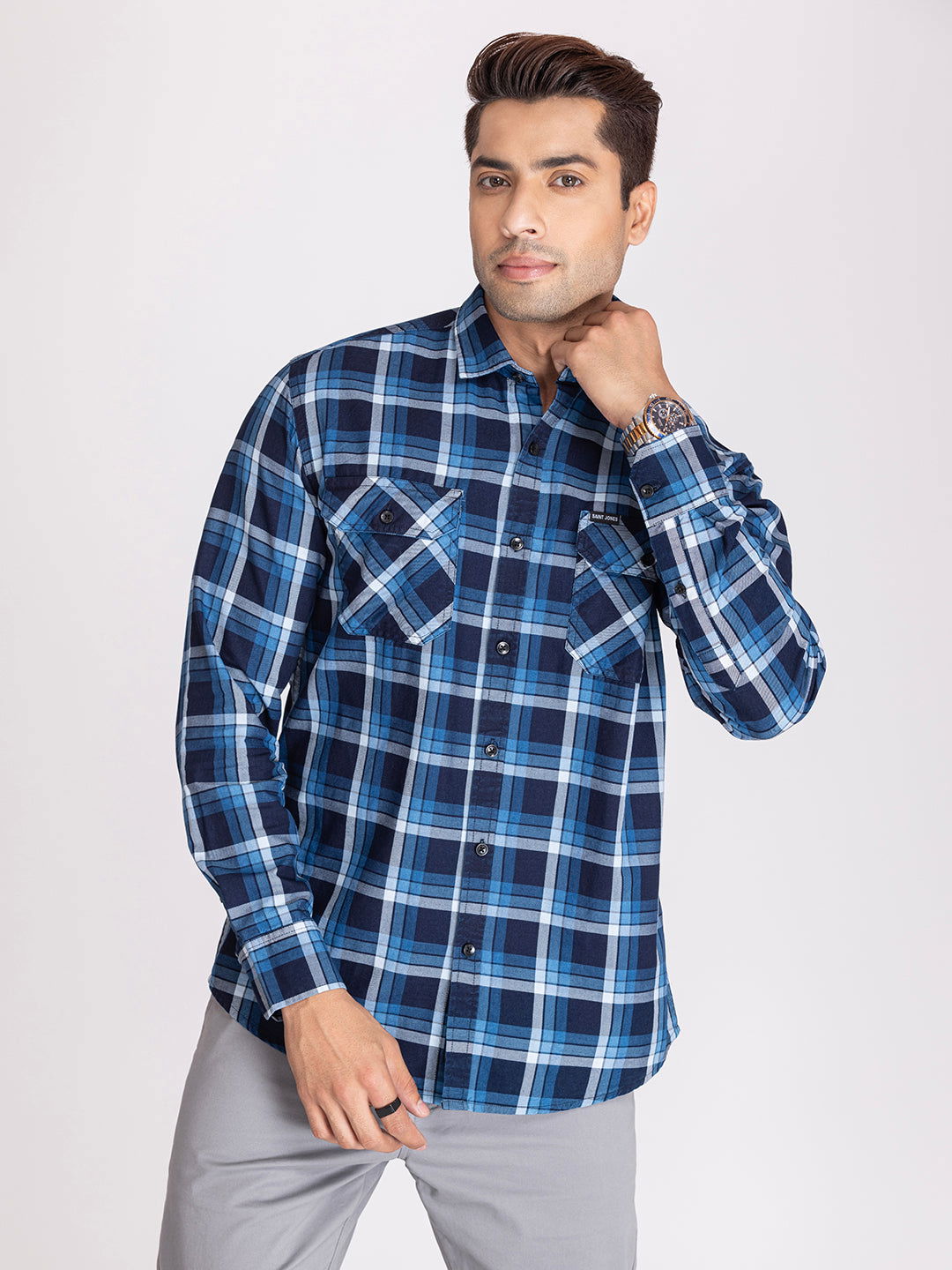 Blue indigo check shirts - St.Jones