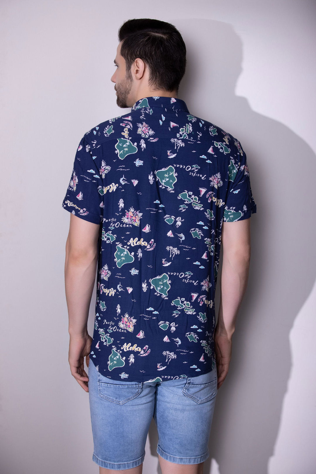 Blue printed half sleeve shirt - St.Jones