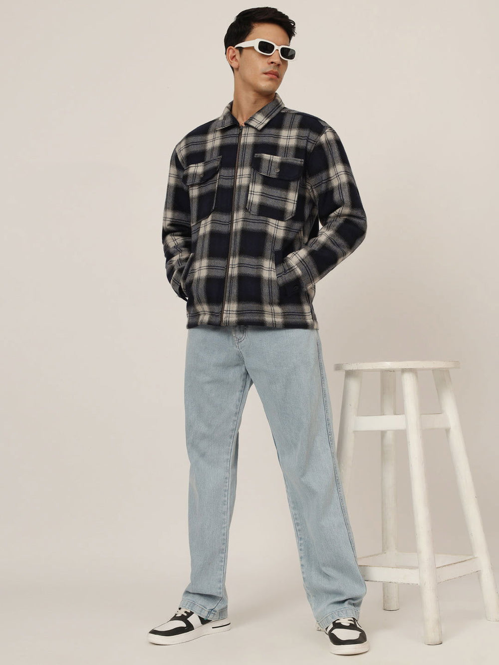 Blue white wool shacket - St.Jones